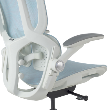 ergonomischer burostuhl weiss blau erghos one ohne kopfstutze netzstoff 3d verstellbare armlehnen doppelte lordosenstutze 14
