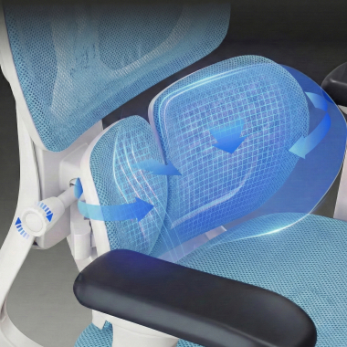 ergonomischer burostuhl weiss blau erghos one ohne kopfstutze netzstoff 3d verstellbare armlehnen doppelte lordosenstutze 7