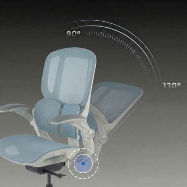 ergonomischer burostuhl weiss blau erghos one ohne kopfstutze netzstoff 3d verstellbare armlehnen doppelte lordosenstutze 9