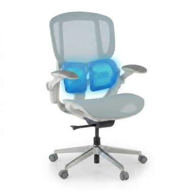 ergonomischer burostuhl weiss blau erghos one ohne kopfstutze netzstoff 3d verstellbare armlehnen doppelte lordosenstutze 6