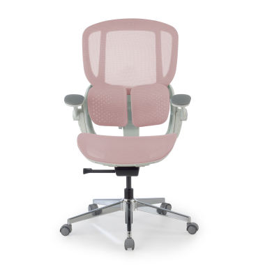 ergonomischer burostuhl weiss rosa erghos one ohne kopfstutze netzstoff 3d verstellbare armlehnen doppelte lordosenstutze 10