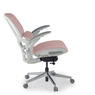 ergonomischer burostuhl weiss rosa erghos one ohne kopfstutze netzstoff 3d verstellbare armlehnen doppelte lordosenstutze 4