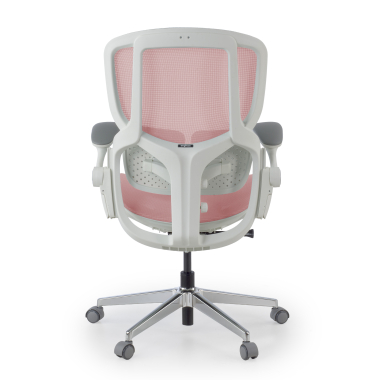 ergonomischer burostuhl weiss rosa erghos one ohne kopfstutze netzstoff 3d verstellbare armlehnen doppelte lordosenstutze 12