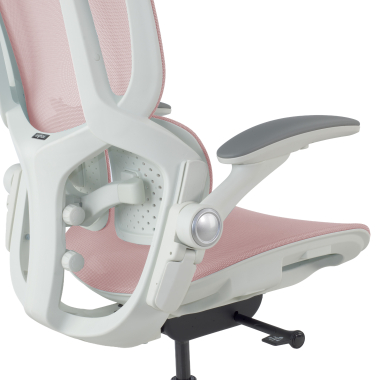 ergonomischer burostuhl weiss rosa erghos one ohne kopfstutze netzstoff 3d verstellbare armlehnen doppelte lordosenstutze 14