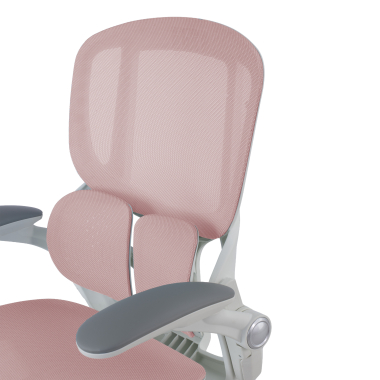 ergonomischer burostuhl weiss rosa erghos one ohne kopfstutze netzstoff 3d verstellbare armlehnen doppelte lordosenstutze 15