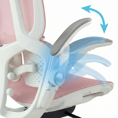 ergonomischer burostuhl weiss rosa erghos one ohne kopfstutze netzstoff 3d verstellbare armlehnen doppelte lordosenstutze 5