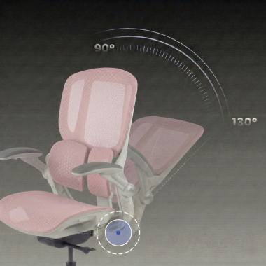 ergonomischer burostuhl weiss rosa erghos one ohne kopfstutze netzstoff 3d verstellbare armlehnen doppelte lordosenstutze 9