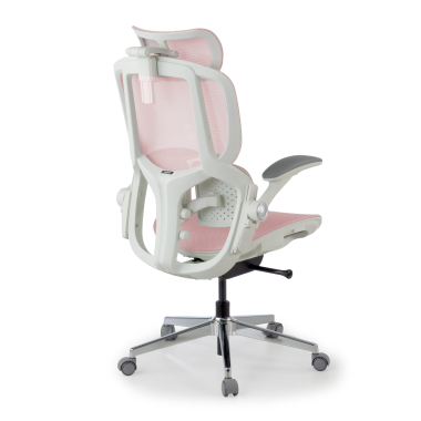 ergonomischer burostuhl weiss rosa erghos one mit kopfstutze netzstoff 3d verstellbare armlehnen doppelte lordosenstutze kopfstutze 5