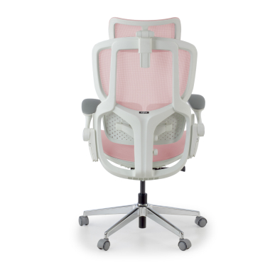 ergonomischer burostuhl weiss rosa erghos one mit kopfstutze netzstoff 3d verstellbare armlehnen doppelte lordosenstutze kopfstutze 12