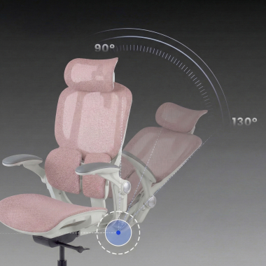ergonomischer burostuhl weiss rosa erghos one mit kopfstutze netzstoff 3d verstellbare armlehnen doppelte lordosenstutze kopfstutze 10