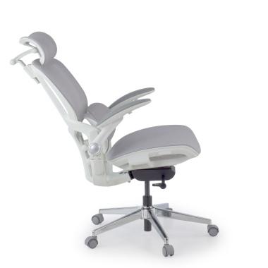 ergonomischer burostuhl weiss grau erghos one mit kopfstutze netzstoff 3d verstellbare armlehnen doppelte lordosenstutze kopfstutze 4