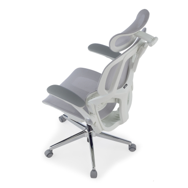 ergonomischer burostuhl weiss grau erghos one mit kopfstutze netzstoff 3d verstellbare armlehnen doppelte lordosenstutze kopfstutze 13