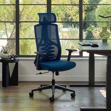 ergonomischer burostuhl blau quick netzstoff 3d verstellbare armlehnen lordosenstutze kopfstutze 2