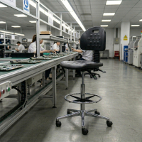 Arbeitshocker MaxWork X1, festes Polyurethan, Fußstützenring