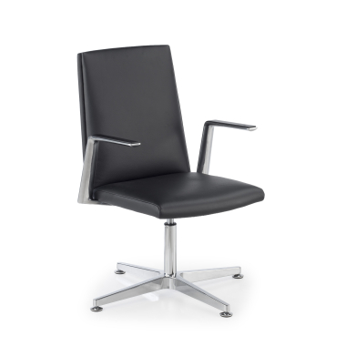 besprechungsstuhl schwarz besucherstuhl naturleder feste armlehnen 1