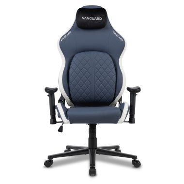 gaming stuhl weiss blau vanguard kunstleder bewegliche armlehnen kopfstutzen kissen kopfstutze 8