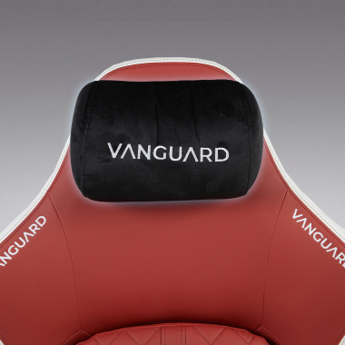 gaming stuhl weiss rot vanguard kunstleder bewegliche armlehnen kopfstutzen kissen kopfstutze 8