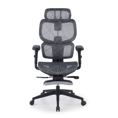 ergonomischer burostuhl grau every netzstoff 3d verstellbare armlehnen kopfstutze ausziehbare fussstutze 5