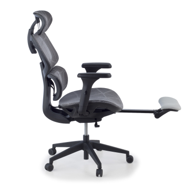 ergonomischer burostuhl grau every netzstoff 3d verstellbare armlehnen kopfstutze ausziehbare fussstutze 7