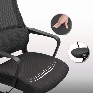 burostuhl home office schwarz venus netzstoff feste armlehnen lordosenstutze kopfstutze 9