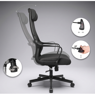 burostuhl home office schwarz venus netzstoff feste armlehnen lordosenstutze kopfstutze 8