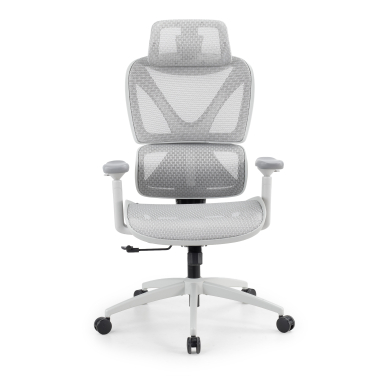 ergonomischer burostuhl weiss grau velstrom netzstoff 3d verstellbare armlehnen doppelte lordosenstutze kopfstutze 3