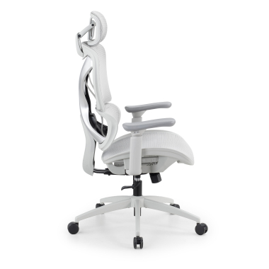 ergonomischer burostuhl weiss grau velstrom netzstoff 3d verstellbare armlehnen doppelte lordosenstutze kopfstutze 4