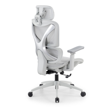 ergonomischer burostuhl weiss grau velstrom netzstoff 3d verstellbare armlehnen doppelte lordosenstutze kopfstutze 6