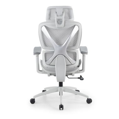 ergonomischer burostuhl weiss grau velstrom netzstoff 3d verstellbare armlehnen doppelte lordosenstutze kopfstutze 7