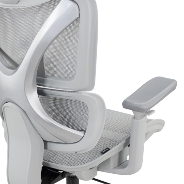 ergonomischer burostuhl weiss grau velstrom netzstoff 3d verstellbare armlehnen doppelte lordosenstutze kopfstutze 5