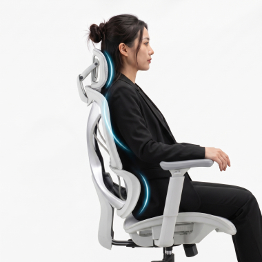 ergonomischer burostuhl weiss grau velstrom netzstoff 3d verstellbare armlehnen doppelte lordosenstutze kopfstutze 10