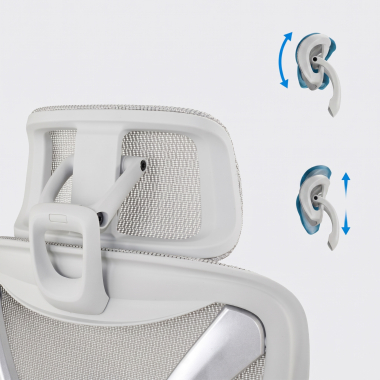 ergonomischer burostuhl weiss grau velstrom netzstoff 3d verstellbare armlehnen doppelte lordosenstutze kopfstutze 13