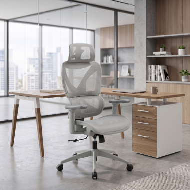 ergonomischer burostuhl weiss grau velstrom netzstoff 3d verstellbare armlehnen doppelte lordosenstutze kopfstutze 16