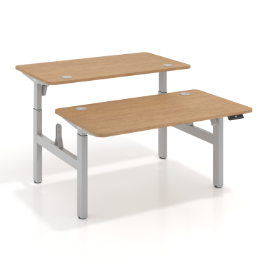 hohenverstellbarer schreibtisch aluminio red oak erghos go 1