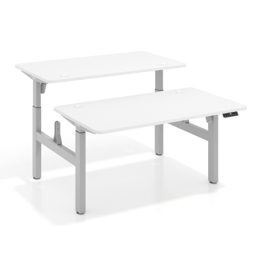 hohenverstellbarer schreibtisch aluminio warm white erghos go 1