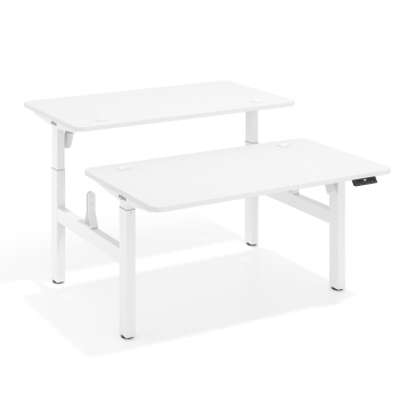 hohenverstellbarer schreibtisch weiss warm white erghos go 1