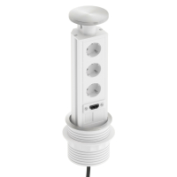 Versenkbare Tischsteckdose Powerhub In&Out Ø80 mit 3 Steckdosen und 2 USB-Anschlüssen