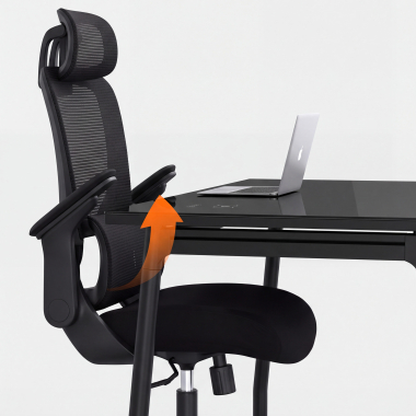 ergonomischer burostuhl schwarz dexter netzstoff hochklappbare armlehnen lordosenstutze kopfstutze 11