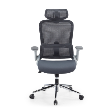 ergonomischer burostuhl grau dexter netzstoff hochklappbare armlehnen lordosenstutze kopfstutze 3