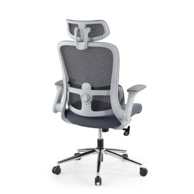 ergonomischer burostuhl grau dexter netzstoff hochklappbare armlehnen lordosenstutze kopfstutze 11