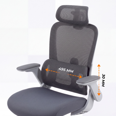ergonomischer burostuhl grau dexter netzstoff hochklappbare armlehnen lordosenstutze kopfstutze 5