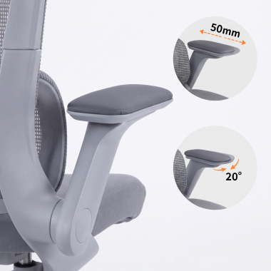 ergonomischer burostuhl grau dexter netzstoff hochklappbare armlehnen lordosenstutze kopfstutze 10