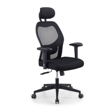 burostuhl home office schwarz mit kopfstutze netzstoff 2d verstellbare armlehnen lordosenstutze kopfstutze 1