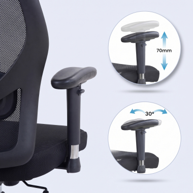 burostuhl home office schwarz ohne kopfstutze netzstoff 2d verstellbare armlehnen lordosenstutze 8