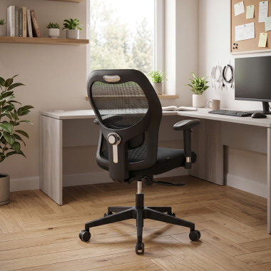 burostuhl home office schwarz ohne kopfstutze netzstoff 2d verstellbare armlehnen lordosenstutze 2