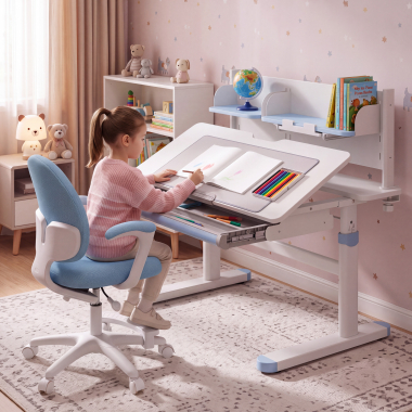 jugendschreibtisch weiss blau ergokid 2
