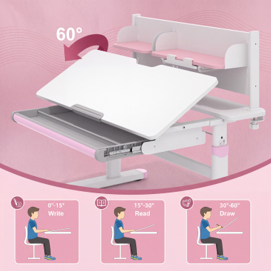 jugendschreibtisch weiss rosa ergokid 8