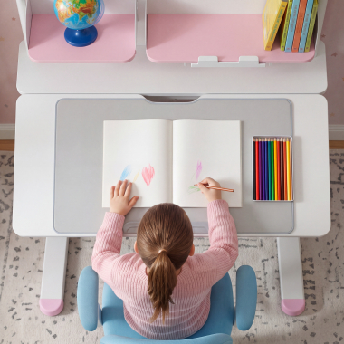 jugendschreibtisch weiss rosa ergokid 5