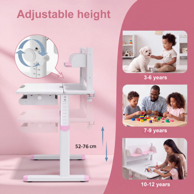 jugendschreibtisch weiss rosa ergokid 6