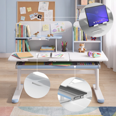 jugendschreibtisch weiss blau ergokid 7